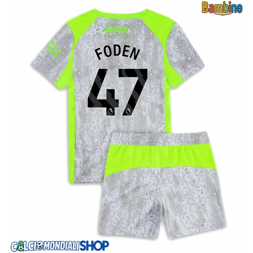 Maglie da calcio Manchester City Phil Foden #47 Terza Maglia Bambino 2025-26 Manica Corta + Pantaloni corti)